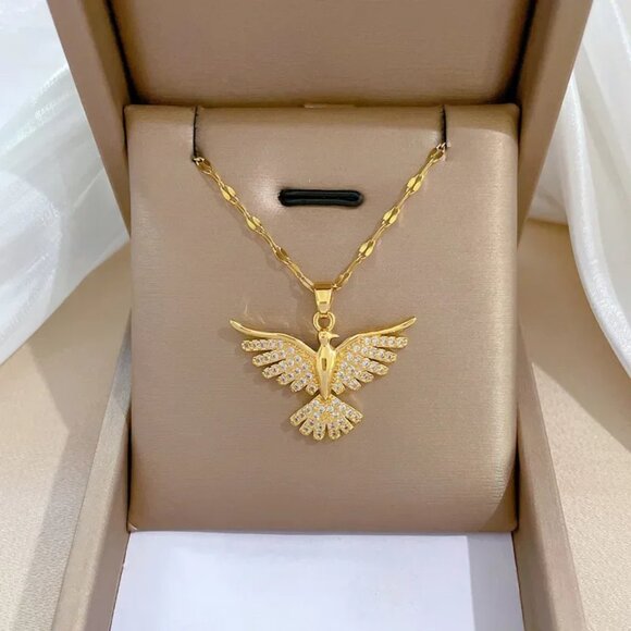 Gold Phoenix Rising Necklace - Picture 5 of 6